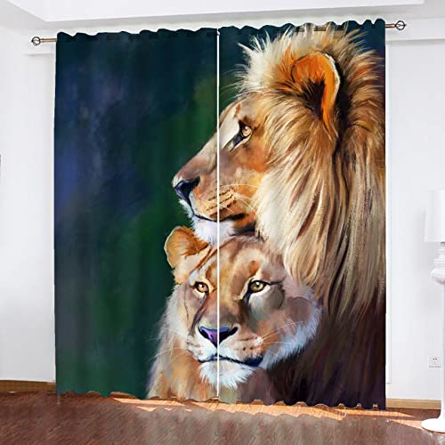 SMNVCKJ Verdunklungsgardinen König Der Löwen Muster Schalldämmend Mit Ösen Polyester Gardinen Wohnzimmer Schlafzimmer Kinderzimmer Küche (3,150 × 166CM) von SMNVCKJ