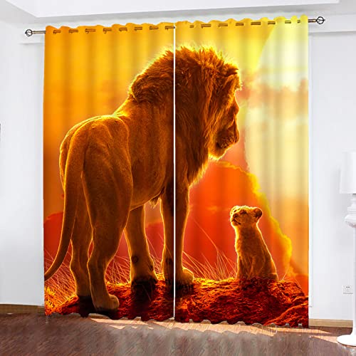 SMNVCKJ Verdunklungsgardinen König Der Löwen Muster Schalldämmend Mit Ösen Polyester Gardinen Wohnzimmer Schlafzimmer Kinderzimmer Küche (9,150 × 166CM) von SMNVCKJ