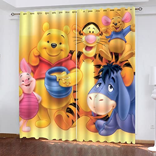 SMNVCKJ Pooh bär Verdunkelungsvorhang Wasserdichter Stoff Gardinen Für Kinderzimmer, 3D-Digitaldruck 100% Polyester (5,100 × 140CM) von SMNVCKJ