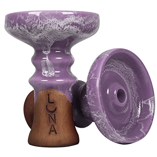 Premium Luna Shisha Phunnel Kopf Crater für Smokebox - HMD - Alufolie | Glasierter Schamott Steinkopf mit Ton | Intensiver Geschmack und Rauch (Lily Violet) von SMOKE 2U