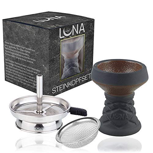 Premium Shisha Steinkopfset | Steinkopf und Sieb Set | Shishazubehör Set mit hoher Qualität (Steinkopf Set, Braun) von SMOKE 2U