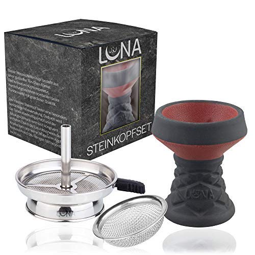 Premium Shisha Steinkopfset | Steinkopf und Sieb Set | Shishazubehör Set mit hoher Qualität (Steinkopf Set, Rot) von SMOKE 2U