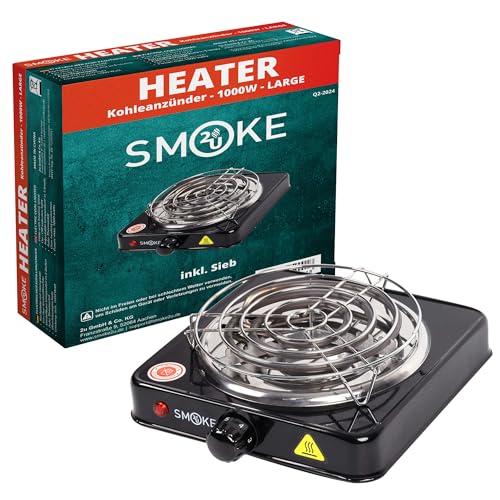 Turbo Power 1000 Watt elektrischer Kohleanzünder Blitzschnell, Kohlen Ofen, Kohle Anzünder mit Kohlegitter, Hotplate mit Edelstahl Heizspirale Stainless Steel | 5-Stufig mit Überhitzungsschutz Turbo Power 1000 Watt elektrischer Kohleanzünder Blitzschnell, Kohlen Ofen, Kohle Anzünder mit Kohlegitter, Hotplate mit Edelstahl Heizspirale Stainless Steel | 5-Stufig mit Überhitzungsschutz von SMOKE 2U