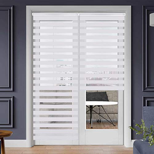 SMONTER Easy Fix Zebra-Rollo, Tag und Nacht, Vorhänge mit Montagezubehör, 100 x 230 cm, Weiß von SMONTER