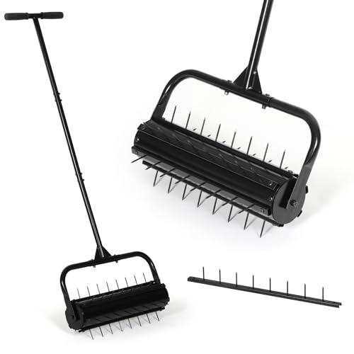 SMONTER Manueller Rasenbelüfter, 55,9 cm, robuster Rollbelüfter, Rasenwerkzeug für Hof, Garten, Belüftungswerkzeug mit Erdspieß, Bodendurchdringer SMONTER Manueller Rasenbelüfter, 55,9 cm, robuster Rollbelüfter, Rasenwerkzeug für Hof, Garten, Belüftungswerkzeug mit Erdspieß, Bodendurchdringer von SMONTER
