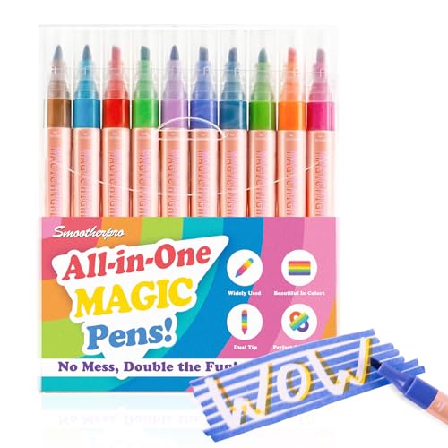 SMOOTHERPRO Zauberstifte | 3D stift für kinder | Magic Mixies Geheimstift Einfach zu verwenden zum Erstellen von 3D-Schriftzügen | Zeichnen Ausmalen Geburtstagsparty-Geschenke (MCP010) 10 Stifte von SMOOTHERPRO