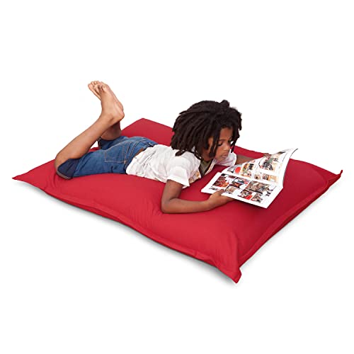 SMOOTHY Original Cotton Junior Indoor XL Sitzsack 250L Riesensitzsack Sitzkissen Sessel aus Baumwolle; Perfekt für Kinder (140 x 110 cm, Feuer-Rot) von SMOOTHY