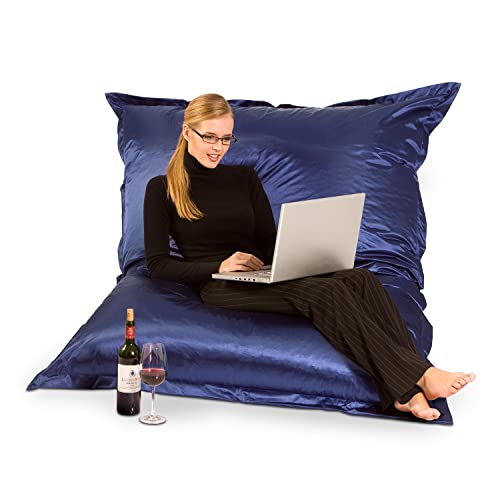 SMOOTHY Original Metallic Indoor XXL Sitzsack 400L Riesensitzsack Sitzkissen Sessel aus Baumwolle für Kinder & Erwachsene (180 x 140 cm, Saphir) von SMOOTHY