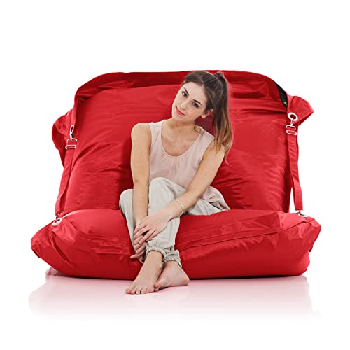 SMOOTHY Original Supreme Indoor & Outdoor Sitzsack XXL 450L Riesensitzsack Sitzkissen Sessel für Kinder & Erwachsene (Zinnober-Rot) von SMOOTHY
