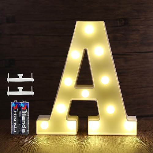 SMOTOT LED Buchstaben Lichter Alphabet Lampe Buchstabe Beleuchtung Lampe Beleuchtete Nachtlichter Dekoration für Geburtstag Weihnachten Hochzeit Party Valentinstag mit 2AA Batterie Spurlose Haken von SMOTOT