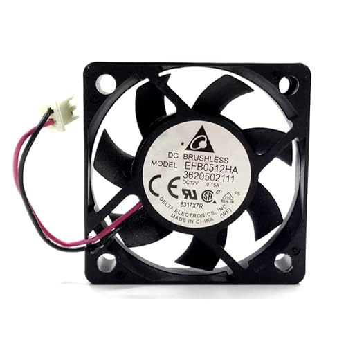 EFB0512HA DC 12V 0.15A Cooling Fan, Ball Bearing, 2-pin Connector, 50mm×50mm×10mm Size, Quiet Airflow for Mini Electronics/Router/Small Device Cooling von SMPWYFN