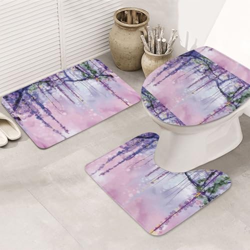 3-teiliges Badezimmerteppich-Set, ultraweich, rutschfest, Badteppich und saugfähige Badematte, Blumen-Badezimmerteppich, Badewanne, Dusche von SMSJTMWHN