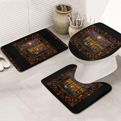 3-teiliges Badezimmerteppich-Set, ultraweich, rutschfest, Badteppich und saugfähige Badematte, Halloween-Party, Badezimmerteppich, Badewanne, Dusche von SMSJTMWHN