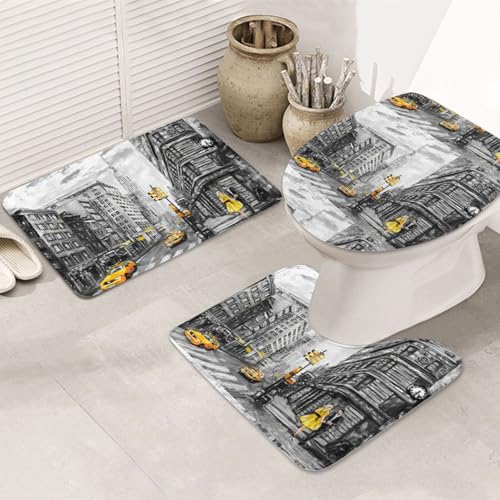 3-teiliges Badezimmerteppich-Set, ultraweich, rutschfester Badteppich und saugfähige Badematte, Love from New York, Badezimmerteppiche, Badewanne, Dusche von SMSJTMWHN