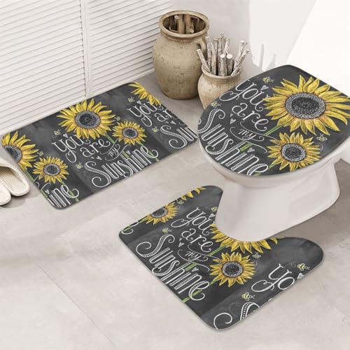 3-teiliges Badezimmerteppich-Set, ultraweich, rutschfester Badteppich und saugfähige Badematte, "You are My Sunflower", Badezimmerteppich, Badewanne, Dusche von SMSJTMWHN