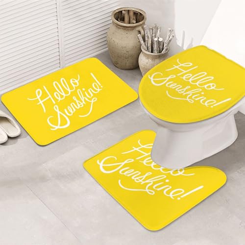 3-teiliges Badezimmerteppich-Set, ultraweich, rutschfester Badteppich und saugfähige Badematte, gut aussehende Hello Sunshine, Badezimmerteppiche, Badewanne, Dusche von SMSJTMWHN