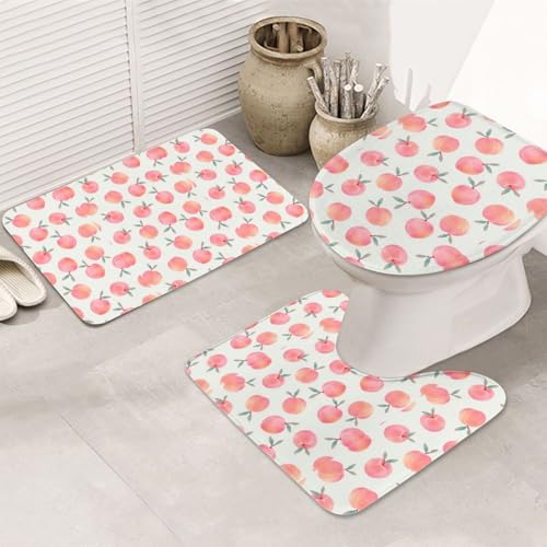 3-teiliges Badezimmerteppich-Set, ultraweich, rutschfester Badteppich und saugfähige Badematte, rosa pfirsichfarben, Badezimmerteppich, Badewanne, Dusche von SMSJTMWHN