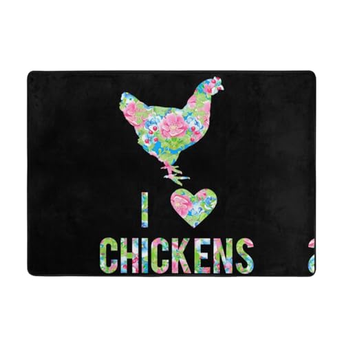 Moderner Teppich für den Innenbereich, Blumenherz, Huhn-Teppich für Schlafzimmer, Wohnzimmer, extra weich und bequem, perfekt für Hartholzböden, 203 x 147 cm Moderner Teppich für den Innenbereich, Blumenherz, Huhn-Teppich für Schlafzimmer, Wohnzimmer, extra weich und bequem, perfekt für Hartholzböden, 203 x 147 cm von SMSJTMWHN