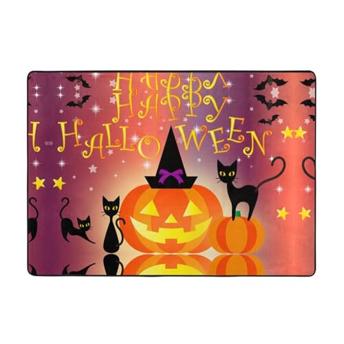 Moderner Teppich für den Innenbereich, Happy Halloween Day Teppiche für Schlafzimmer, Wohnzimmer, extra weich und bequem, perfekt für Hartholzböden, 203 x 147 cm von SMSJTMWHN