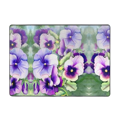 Moderner Teppich für den Innenbereich, Stiefmütterchen, perfekte Teppiche für Schlafzimmer, Wohnzimmer, extra weich und bequem, perfekt für Hartholzböden, 203 x 147 cm Moderner Teppich für den Innenbereich, Stiefmütterchen, perfekte Teppiche für Schlafzimmer, Wohnzimmer, extra weich und bequem, perfekt für Hartholzböden, 203 x 147 cm von SMSJTMWHN