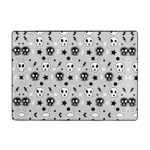 Moderner Teppich für den Innenbereich, Totenkopf- und Sternen-Teppiche für Schlafzimmer, Wohnzimmer, extra weich und bequem, perfekt für Hartholzböden, 203 x 147 cm Moderner Teppich für den Innenbereich, Totenkopf- und Sternen-Teppiche für Schlafzimmer, Wohnzimmer, extra weich und bequem, perfekt für Hartholzböden, 203 x 147 cm von SMSJTMWHN