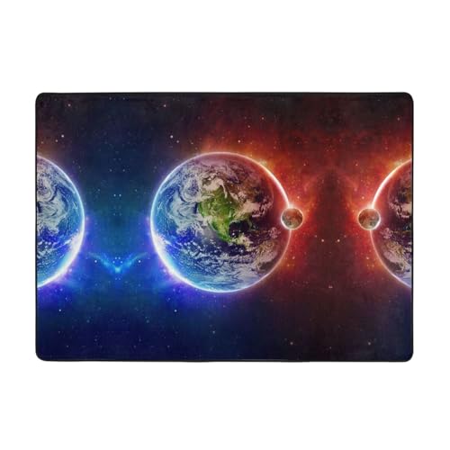 Moderner Teppich für den Innenbereich, Weltraumplanet, Erde, Teppiche für Schlafzimmer, Wohnzimmer, extra weich und bequem, perfekt für Hartholzböden, 203 x 147 cm von SMSJTMWHN