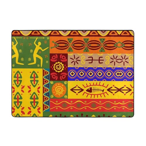 Moderner Teppich für den Innenbereich, afrikanische Nationalmuster, Teppiche für Schlafzimmer, Wohnzimmer, extra weich und bequem, perfekt für Hartholzböden, 203 x 147 cm Moderner Teppich für den Innenbereich, afrikanische Nationalmuster, Teppiche für Schlafzimmer, Wohnzimmer, extra weich und bequem, perfekt für Hartholzböden, 203 x 147 cm von SMSJTMWHN