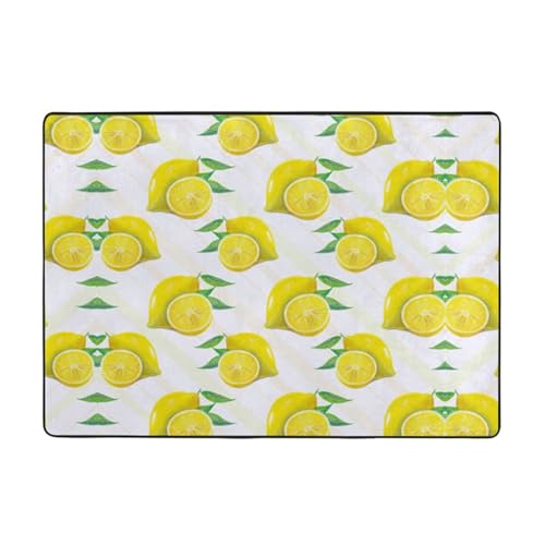 Moderner Teppich für den Innenbereich, gelbe Zitronen-Teppiche für Schlafzimmer, Wohnzimmer, extra weich und bequem, perfekt für Hartholzböden, 203 x 147 cm Moderner Teppich für den Innenbereich, gelbe Zitronen-Teppiche für Schlafzimmer, Wohnzimmer, extra weich und bequem, perfekt für Hartholzböden, 203 x 147 cm von SMSJTMWHN
