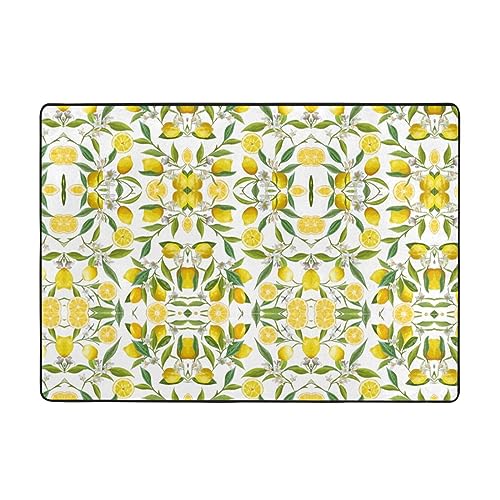 Moderner Teppich für den Innenbereich, gelbe Zitronen-Teppiche für Schlafzimmer, Wohnzimmer, extra weich und bequem, perfekt für Hartholzböden, 203 x 147 cm Moderner Teppich für den Innenbereich, gelbe Zitronen-Teppiche für Schlafzimmer, Wohnzimmer, extra weich und bequem, perfekt für Hartholzböden, 203 x 147 cm von SMSJTMWHN