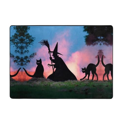 Moderner Teppich für den Innenbereich, gruselige Halloween-Teppiche für Schlafzimmer, Wohnzimmer, extra weich und bequem, perfekt für Hartholzböden, 203 x 147 cm von SMSJTMWHN