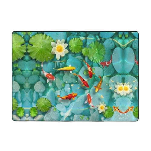Moderner Teppich für den Innenbereich, japanische hübsche rote Karpfenfische, Teppiche für Schlafzimmer, Wohnzimmer, extra weich und bequem, perfekt für Hartholzböden, 203 x 147 cm Moderner Teppich für den Innenbereich, japanische hübsche rote Karpfenfische, Teppiche für Schlafzimmer, Wohnzimmer, extra weich und bequem, perfekt für Hartholzböden, 203 x 147 cm von SMSJTMWHN