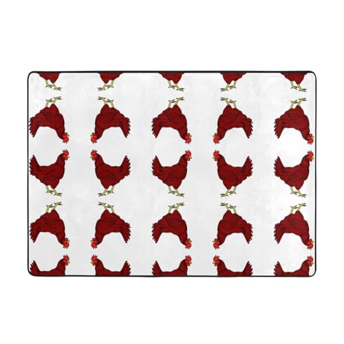 Moderner Teppich für den Innenbereich, rote Hühner-Teppiche für Schlafzimmer, Wohnzimmer, extra weich und bequem, perfekt für Hartholzböden, 203 x 147 cm Moderner Teppich für den Innenbereich, rote Hühner-Teppiche für Schlafzimmer, Wohnzimmer, extra weich und bequem, perfekt für Hartholzböden, 203 x 147 cm von SMSJTMWHN
