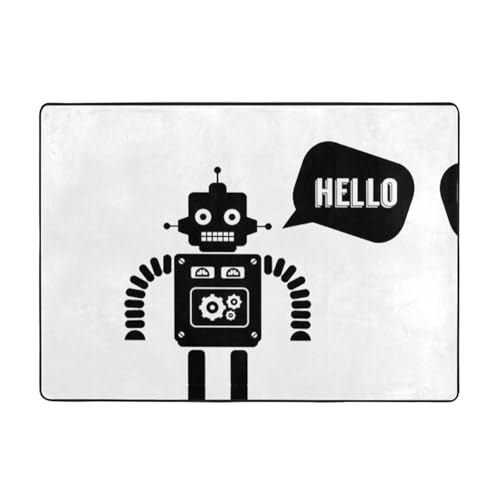 Moderner Teppich für den Innenbereich, schwarze Roboter-Teppiche für Schlafzimmer, Wohnzimmer, extra weich und bequem, perfekt für Hartholzböden, 203 x 147 cm Moderner Teppich für den Innenbereich, schwarze Roboter-Teppiche für Schlafzimmer, Wohnzimmer, extra weich und bequem, perfekt für Hartholzböden, 203 x 147 cm von SMSJTMWHN