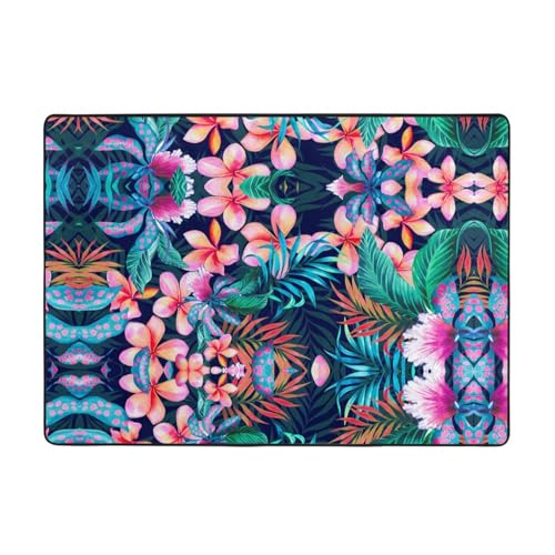 Moderner Teppich für den Innenbereich, tropische Blumen, Teppiche für Schlafzimmer, Wohnzimmer, extra weich und bequem, perfekt für Hartholzböden, 203 x 147 cm von SMSJTMWHN
