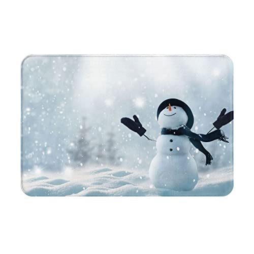 SMSJTMWHN Fußmatte mit Aufschrift "Welcome Mat", Weihnachtsmotiv "Happy Snowman", für den Innen- und Außenbereich, niedriges Profil, leicht zu reinigen, Vordereingangsteppich, Heimdekoration, 61 x von SMSJTMWHN