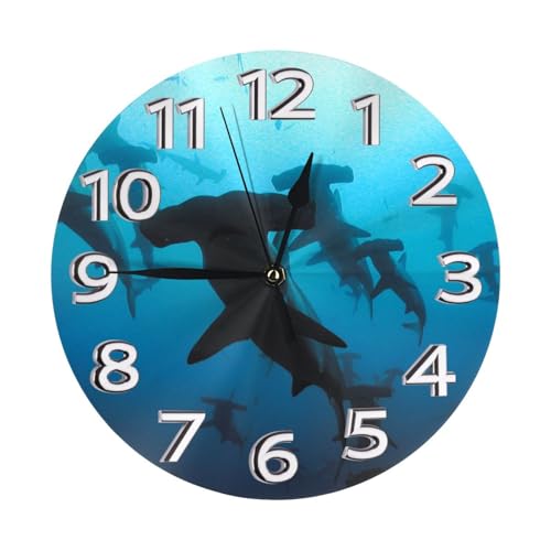 SMSJTMWHN Hammerhead Sharks Clock Number Round Wall Clock Silent Non-ticking Design, Environmentally Friendly & Customizable for Kitchen, Office, Classroom 10 Inch SMSJTMWHN Hammerhead Sharks Clock Number Round Wall Clock Silent Non-ticking Design, Environmentally Friendly & Customizable for Kitchen, Office, Classroom 10 Inch von SMSJTMWHN