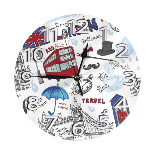 SMSJTMWHN London Clock Number Round Wall Clock Silent Non-ticking Design, Environmentally Friendly & Customizable for Kitchen, Office, Classroom 10 Inch SMSJTMWHN London Clock Number Round Wall Clock Silent Non-ticking Design, Environmentally Friendly & Customizable for Kitchen, Office, Classroom 10 Inch von SMSJTMWHN