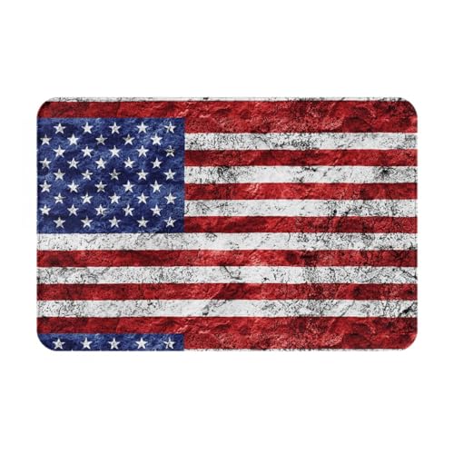 SMSJTMWHN Willkommensmatte, amerikanische Flagge, Unabhängigkeitsmatte, 4. Juli, Fußmatten für den Innen- und Außenbereich, flache Fußmatten, leicht zu reinigen, Vordereingangsteppich, Heimdekoration von SMSJTMWHN