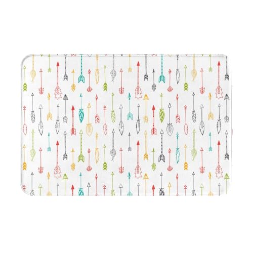 SMSJTMWHN Willkommensmatte, bunte handgezeichnete Kunst mit Pfeilen im Boho-Stil, Fußmatten für den Innen- und Außenbereich, flache Fußmatten, leicht zu reinigen, Vordereingangsteppich, Heimdekoration von SMSJTMWHN