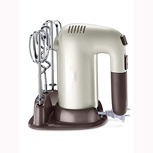 SMSOM Handmischer elektrisch, 5-Gang-200w Leistungsstarker elektrischer Handmischer mit Turbo, Aufbewahrungsbasis, 4 Edelstahlzubehör, kleine Handmischer-Küchen-Handheld zum Peitschen von Teig, Sahne, von SMSOM