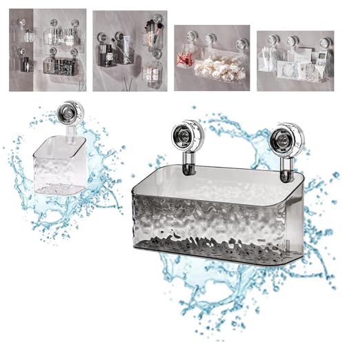 SMTBMS Duschablage Mit Saugnapf Duschhalterung Ohne Bohren FüR Seife Und Shampoo Abnehmbare Regal Saugnapf Dusch Organizer Mit Abflussloch FüR Dusche, Bad, KüChe, Schlafzimmer,2pcs s/White+l/Grey von SMTBMS