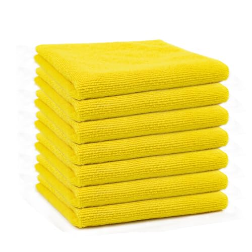 10 Stück Mikrofaser Reinigungstücher Lappen 25 * 25CM Gelb Allzwecktücher Weich Putztüch Mikrofasertücher Saugfähige Küche Tücher Geschirrtücher Fusselfrei Waschbare Putzlappen für Haus Auto von SMTCM