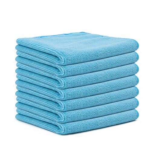10 Stück Mikrofaser Reinigungstücher Lappen 25 * 25CM Hellblau Allzwecktücher Weich Putztüch Mikrofasertücher Saugfähige Küche Tücher Geschirrtücher Fusselfrei Waschbare Putzlappen für Haus Auto von SMTCM