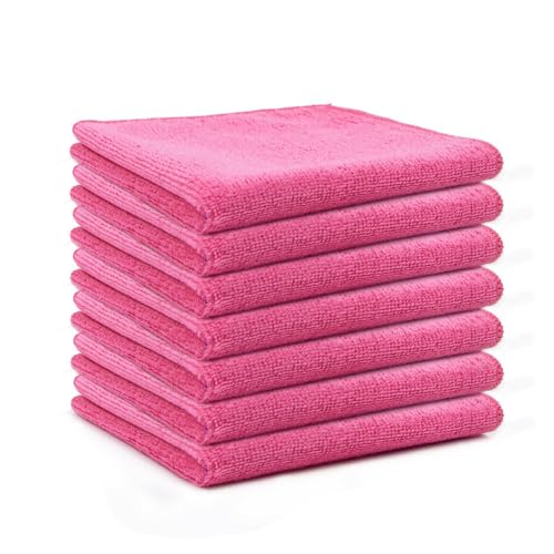 10 Stück Mikrofaser Reinigungstücher Lappen 25 * 25CM Rosa Allzwecktücher Weich Putztüch Mikrofasertücher Saugfähige Küche Tücher Geschirrtücher Fusselfrei Waschbare Putzlappen für Haus Auto von SMTCM