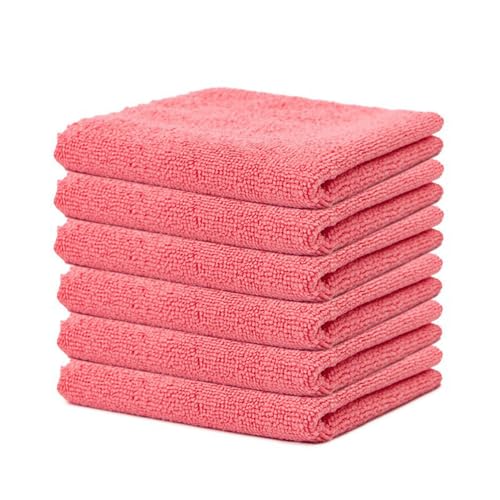 12 Stück Mikrofaser Reinigungstücher Lappen 25 * 25CM Rosa Allzwecktücher Weich Putztüch Mikrofasertücher Saugfähige Küche Tücher Geschirrtücher Fusselfrei Waschbare Putzlappen für Haus Auto von SMTCM