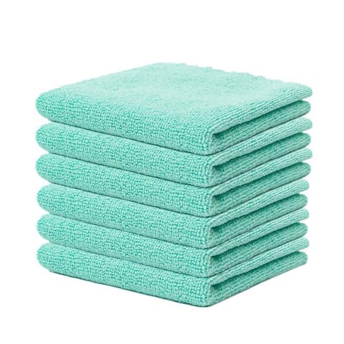 12 Stück Mikrofaser Reinigungstücher Lappen 25 * 25CM Zyan Allzwecktücher Weich Putztüch Mikrofasertücher Saugfähige Küche Tücher Geschirrtücher Fusselfrei Waschbare Putzlappen für Haus Auto von SMTCM