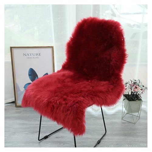 Faux Lammfell Schaffell Teppich 60 * 100cm Lammfellimitat Carpet Longhair Felloptik Flauschige Weicher Fellteppich Stuhlkissen Bodenteppich Sitzfelle Nachahmung Wolle Matte für Sofa Wohnzimmer von SMTCM