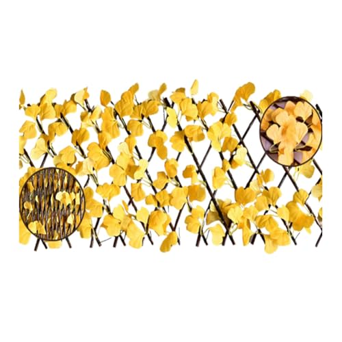 Künstliche Hecke 40 * 200cm Dekorativer Zaun Blumenhecke Holzzaun Spalier Gartenspalierpaneele Sichtschutzhecke Gartenzaun Wandbegrünung Pflanzenwand Blätterzaun für Terrasse Balkon Garten von SMTCM