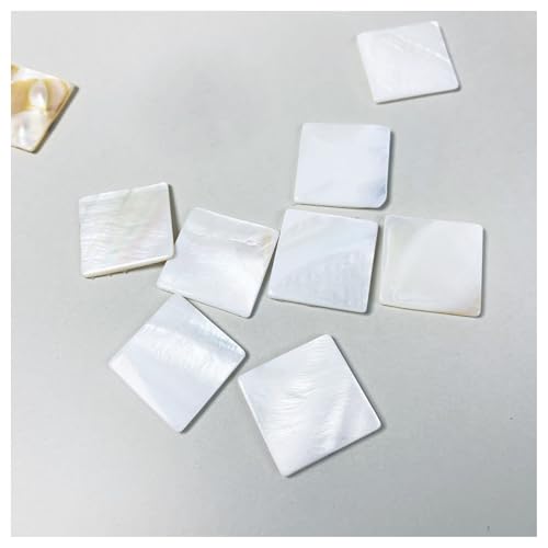 SMTCM 100 Pcs Natürliches Weißes Perlmutt Muschelperlen Süßwassermuschel Muschelflocken Quadratisch Flache Muschel Charms Mosaikfliesen Perlmutt Lose für DIY Basteln Wohnkultur Windspiele(20 * 20mm) von SMTCM