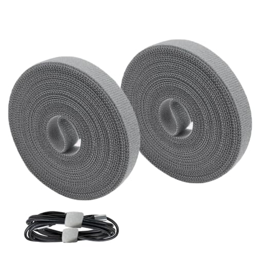 SMTCM 2 Roll Klett Kabelbinder 5m*15mm Klettverschluss Selbstklebend Klettband Klettbandrolle Wiederverschließbar Beidseitig Kabelorganizer Doppelseitiges Starkes Gurtband für Büro Pflanze Schnüre von SMTCM